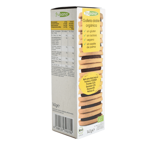 Bolachas sem glúten com Creme de Chocolate Bio 140g - Frusano