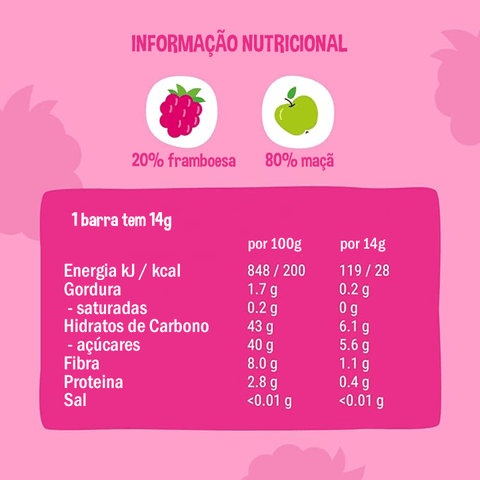 Informação Nutricional barra Bob Snail - Fidu