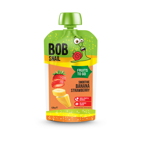 Puré de Fruta Banana e Morango 120g - Bob Snail