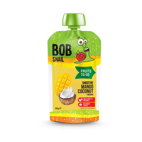 Puré de Fruta Manga, Coco e Limão 120g - Bob Snail