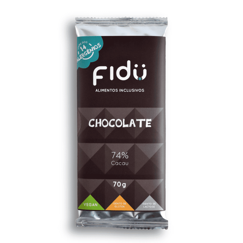 Chocolate 74% Cacau BIO 70g - Fidu | Alimentos inclusivos